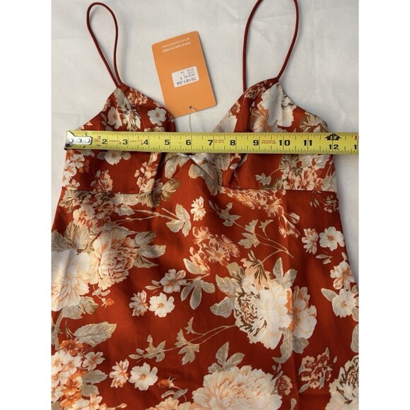THAT'S SO FETCH Rhea Slip Dress Women 2 Orange Floral Bodycon Spaghetti Straps - Picture 12 of 13